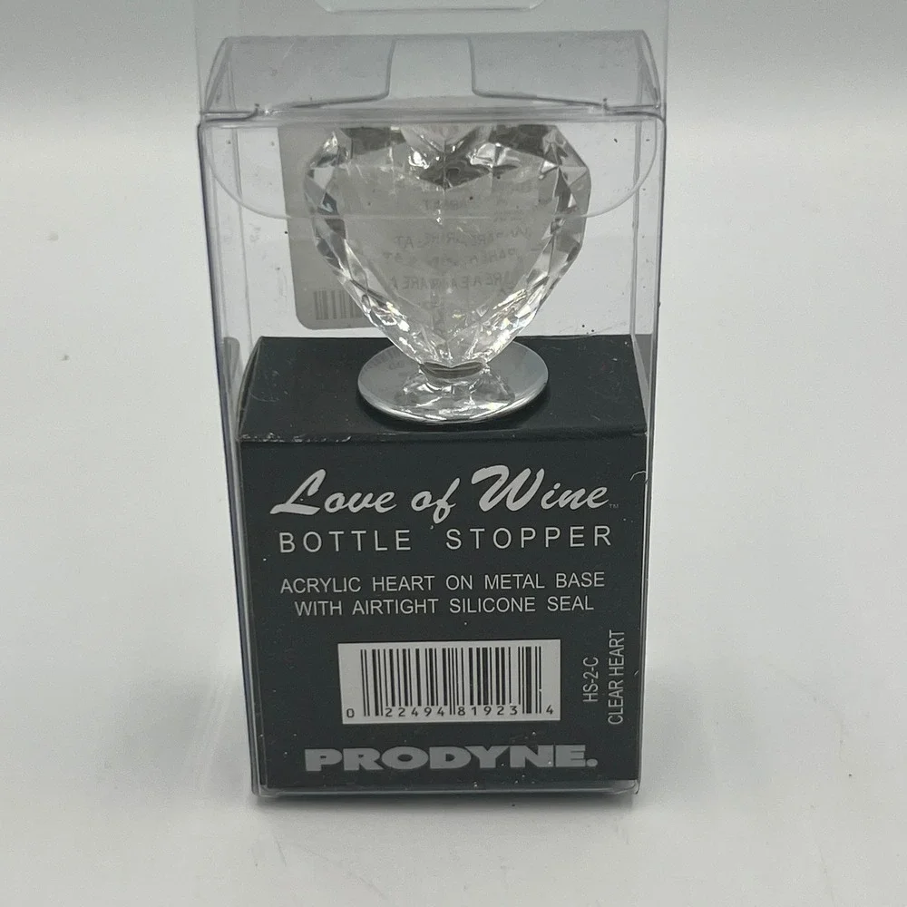 Prodyne Bottle Stopper Unisex OS Clear Brand New Heart Acrylic Metal HS-2-C